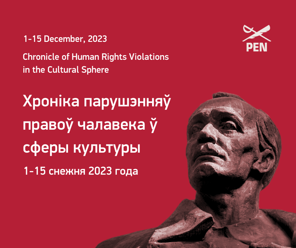Хроніка парушэнняў правоў чалавека ў сферы культуры (1–15 снежня 2023 года)